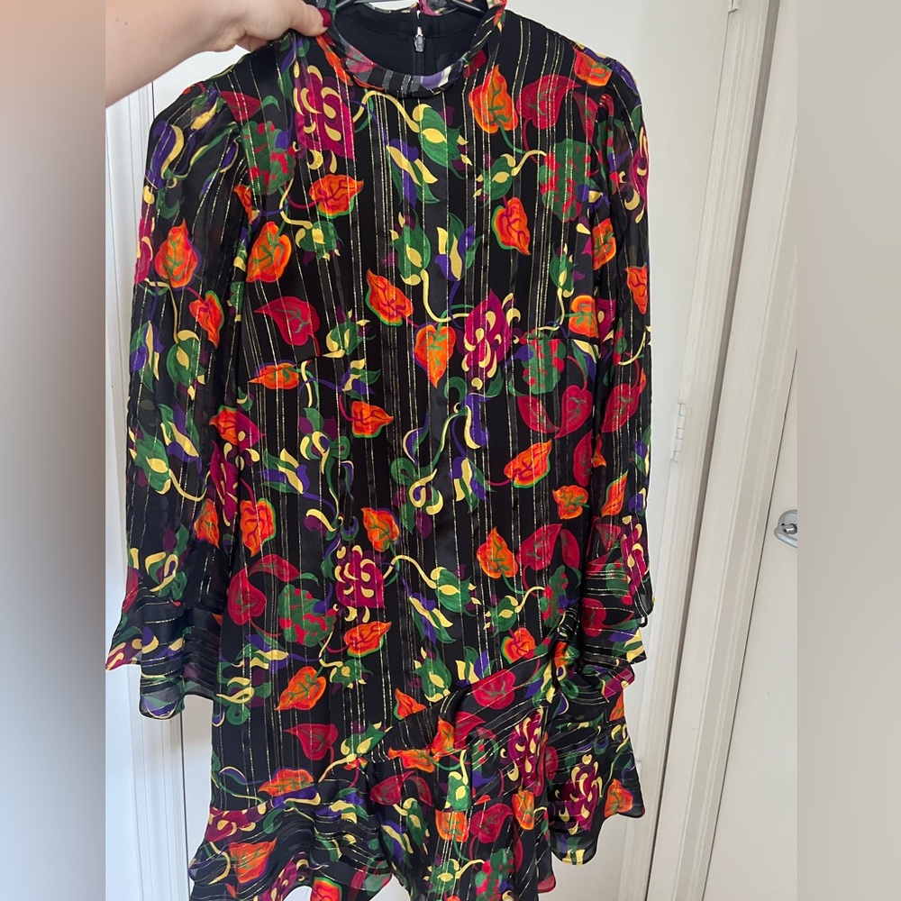 SALONI Black floral dress